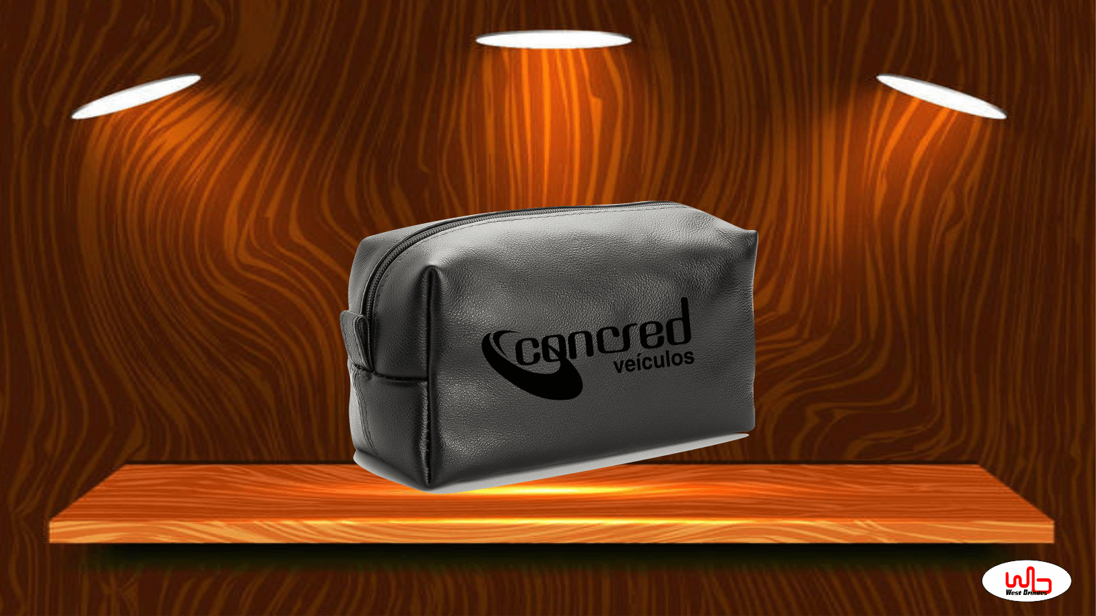 Bolsinha necessaire em couro bidim premium